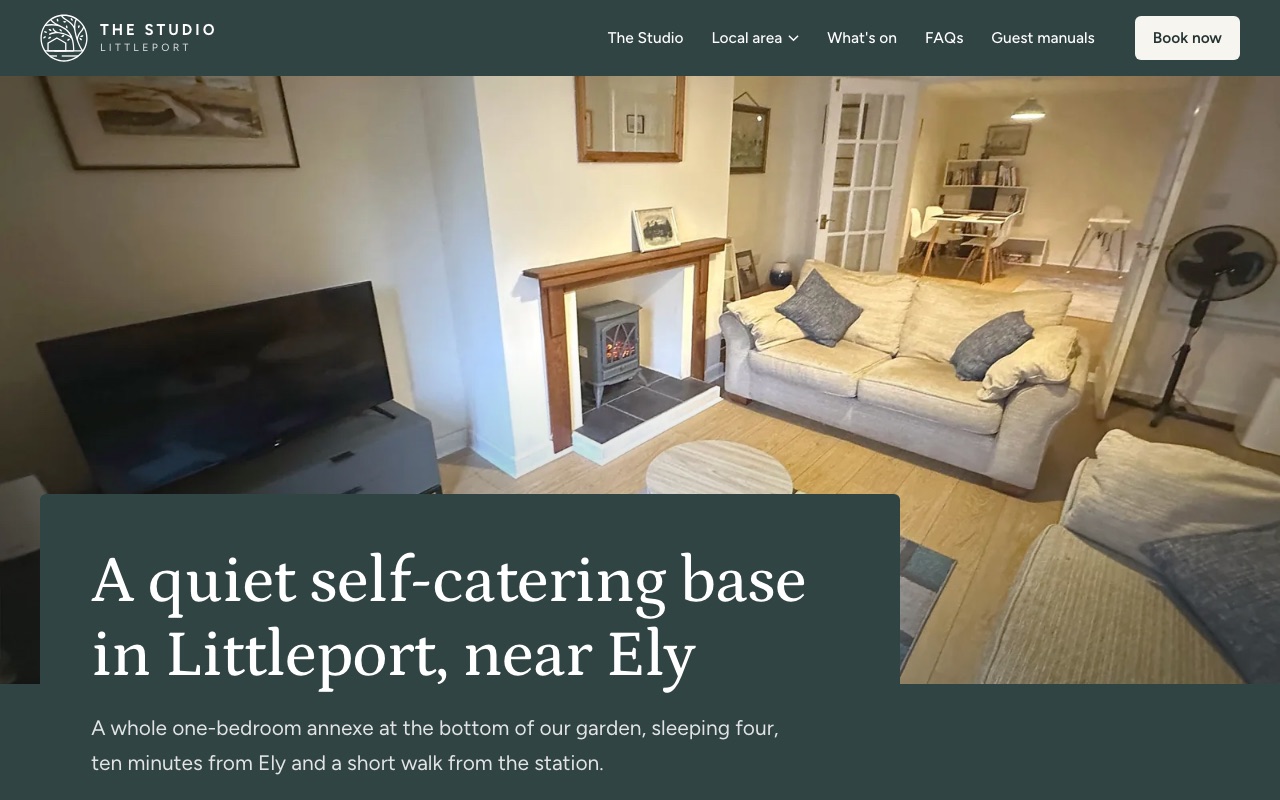 The Studio, Littleport: holiday let website with direct booking by Lord Knows