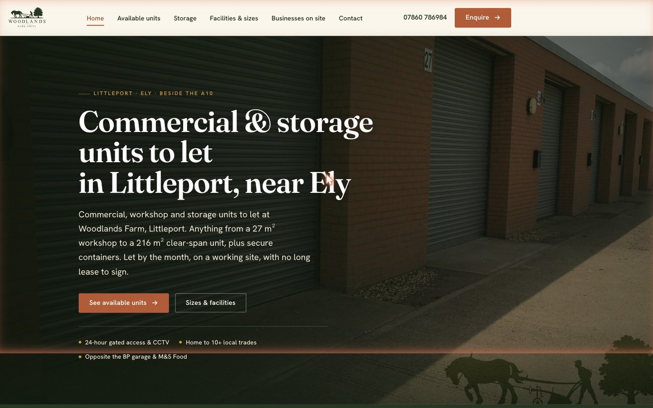 Woodlands Farm Units, Littleport: website and brand by Lord Knows