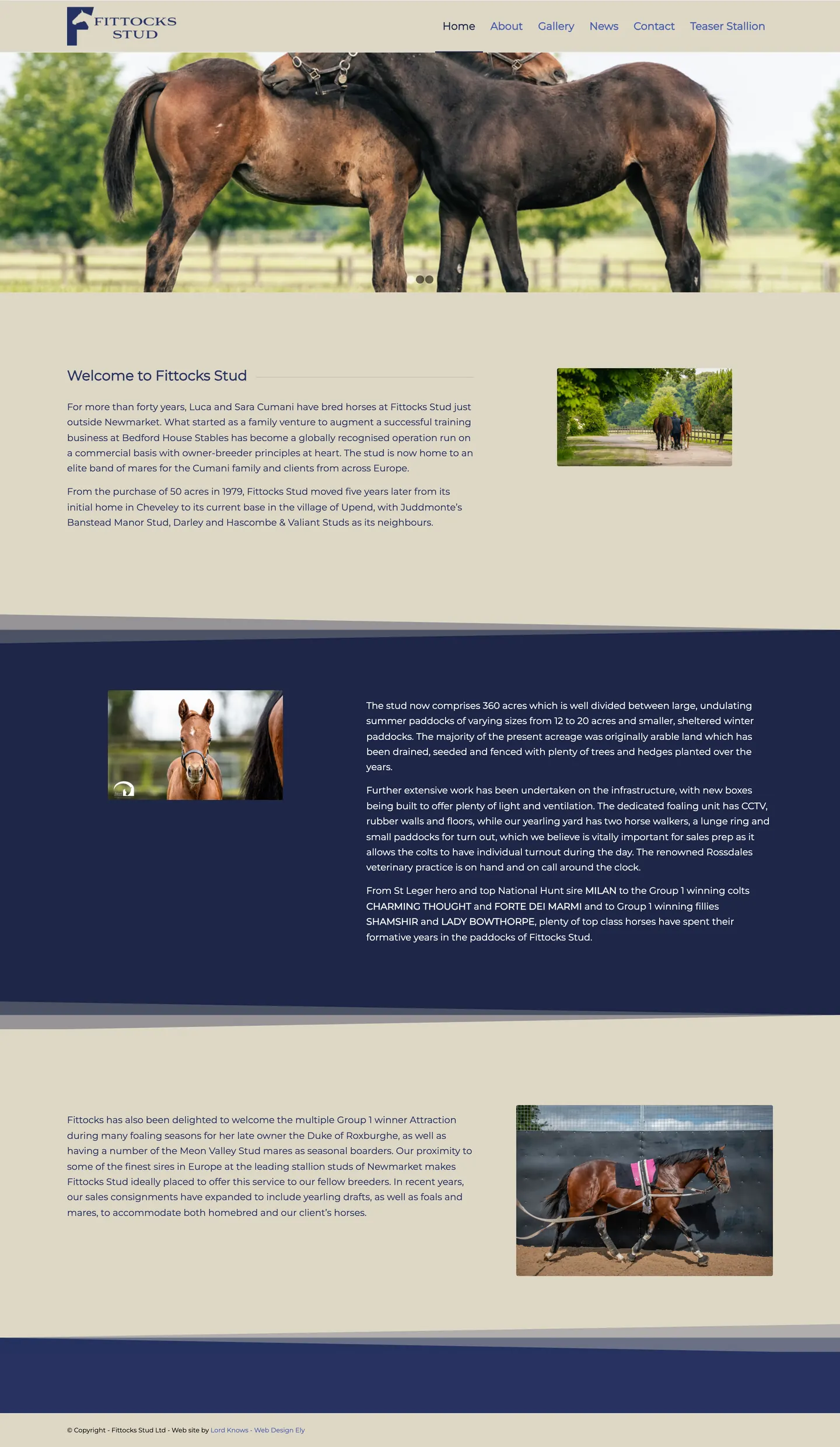 Fittocks Stud website by Lord Knows, a Newmarket client