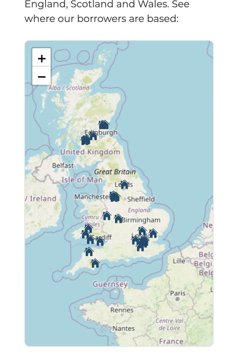 The borrowers map on the GB Social Housing site