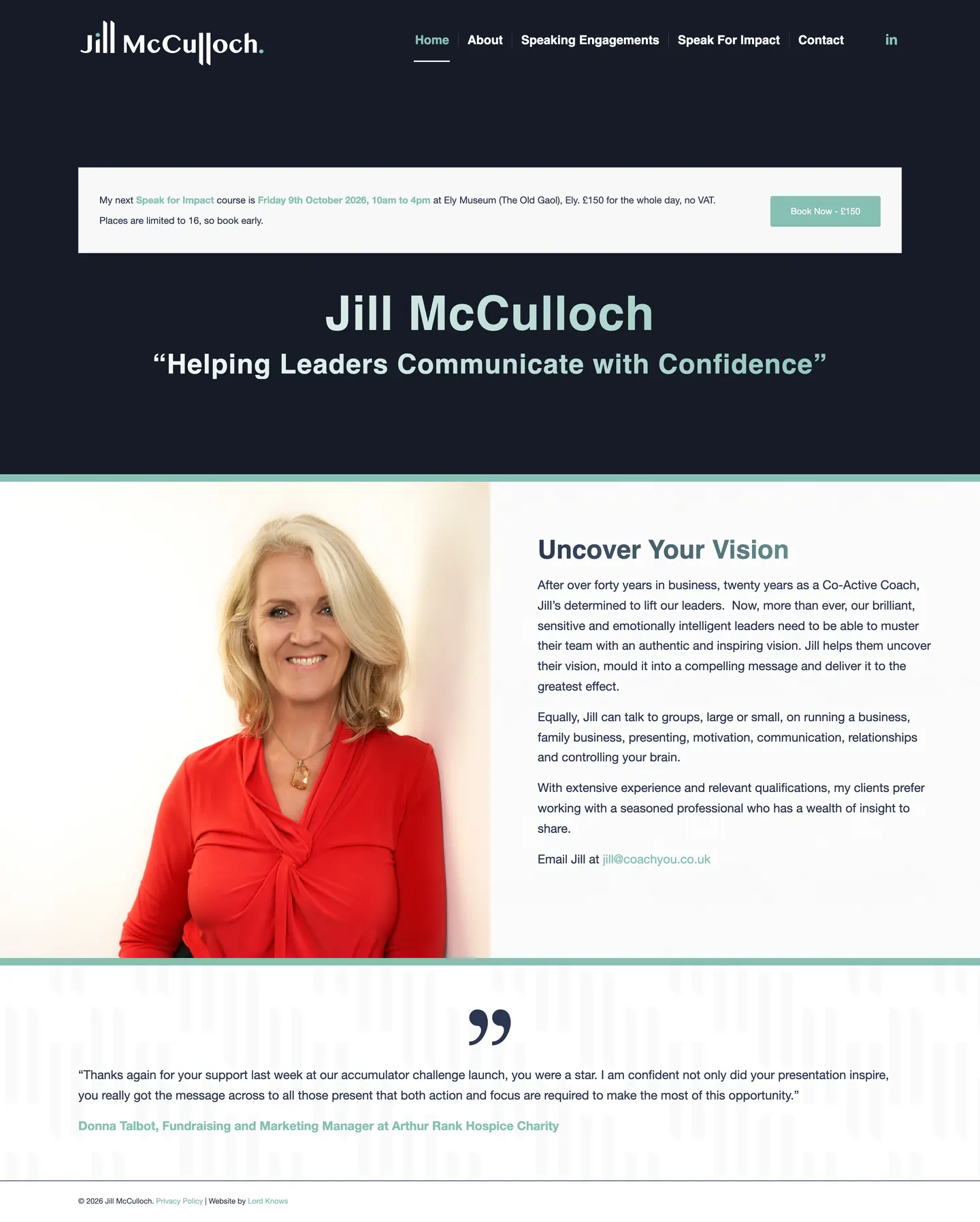 Jill McCulloch website by Lord Knows, a Newmarket client