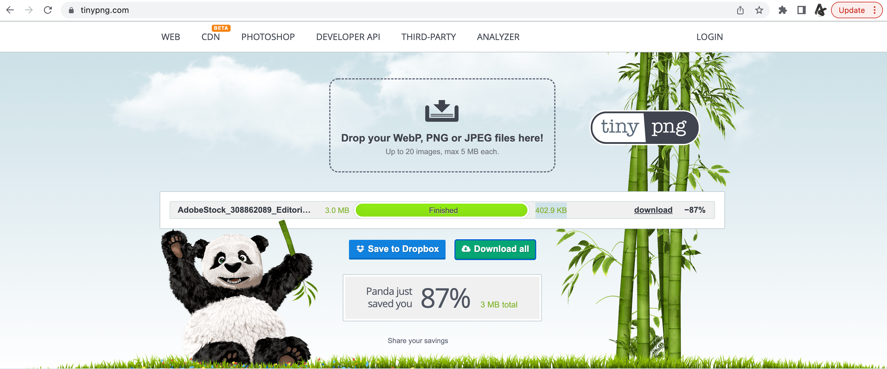 Compress images for websites