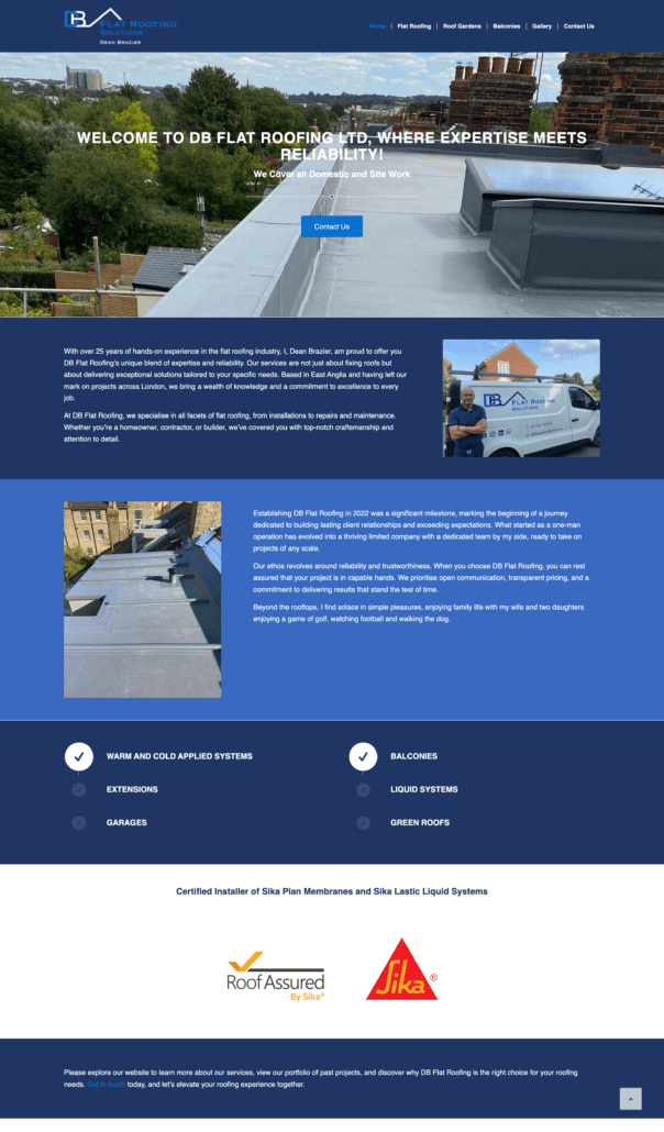 Website for Ely roofing company